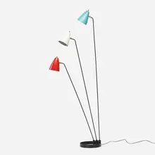 Ben Seibel, floor lamp, 1951, enameled steel, enameled aluminum