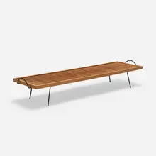 coffee table by Ross Littell and Douglas Kelley William Katavolos, 1949, birch, enameled steel, sold Sep 2018