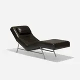 Milo Baughman, Fred chaise lounge, model 1231-400, c. 1970, leather, enameled steel