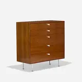 Thin Edge cabinet, model 5240 by George Nelson & Associates, 1952, rosewood, aluminum, porcelain, sold Sep 2018
