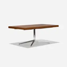 Partner's desk by Florence Knoll, walnut, chrome-plated steel, sold Sep 2018