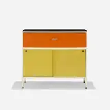 Steelframe cabinet, 4000 series by George Nelson & Associates, 1950, laminate, lacquered wood, enameled steel, aluminum, sold Sep 2018