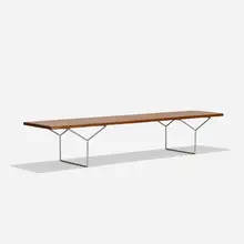 Harry Bertoia, bench, 1952, lacquered ash, enameled steel