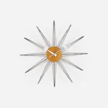 String wall clock, model 2214B by George Nelson & Associates, 1954, enameled steel, maple, string, enameled aluminum, sold Sep 2018