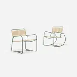 C-5701 rocker and C-5700 chair by Walter Lamb, c. 1952, bronze tubing, cotton cord, sold Sep 2018