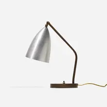 Grasshopper table lamp by Greta Magnusson Grossman, 1949, brass, aluminum, sold Sep 2018