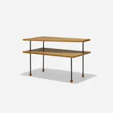 occasional table by Greta Magnusson Grossman, c. 1952, walnut, enameled steel, sold Sep 2018