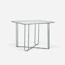 Walter Lamb, dining table, c. 1955, bronze tubing, glass