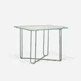 dining table by Walter Lamb, c. 1955, bronze tubing, glass, sold Sep 2018