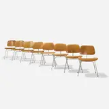 DCMs, set of eight by Charles and Ray Eames, 1946, molded ash plywood, chrome-plated steel, rubber, sold Sep 2018