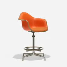 Charles and Ray Eames, EC118 drafting stool, 1962 / 1971, molded fiberglass, enameled steel, vinyl, upholstery, aluminum, rubber