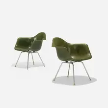 LAXs, pair by Charles and Ray Eames, 1950, molded fiberglass, zinc-plated steel, rubber, plastic, sold Sep 2018