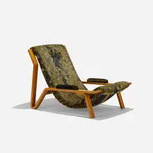 Suspension chair by Harvey Probber, 1949, laminated birch, upholstery, sold Sep 2018
