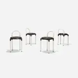 Anna Castelli, stools model 4823, set of four, 1979, molded plastic, enameled steel, vinyl