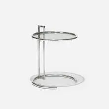 Eileen Gray, occasional table, model E1027, chrome-plated steel, smoked glass