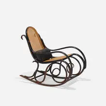 rocking chair by Gebrüder Thonet, c. 1904, lacquered beech, cane, leather, sold Sep 2018