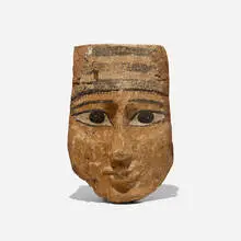 Ancient Egyptian, sarcophagus mask, carved and painted wood