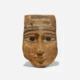 Ancient Egyptian, sarcophagus mask, carved and painted wood
