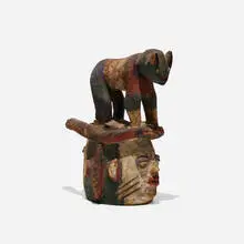 Gelede mask by Yoruba, carved and painted wood, sold Sep 2018