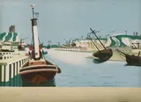 Edward Wadsworth, Untitled, Edward Wadsworth ARA (1889-1949) Imaginary Harbour lithograph in colours