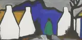 Untitled by Markey Robinson, Markey Robinson (1918-1999) A figure in a village gouache 20 x 38cm ., sold Apr 2021
