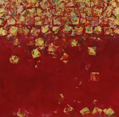 Barbara McGivern, Untitled, oil and acrylic and gold leaf 120 x 120cm