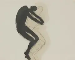 Sir Antony Gormley, Untitled, black chalk and oil paint and linseed oil on paper 28 x 38cm .