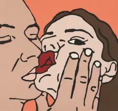 Claire Woods, Untitled, Claire Woods (b.1972) Kiss screenprint in colours