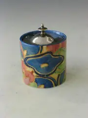 A 'Blue Chintz' pattern preserve jar, by Clarice Cliff, sold May 2004