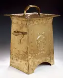 Was Benson, A brass coal bin,, A brass coal bin,