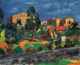 Hans Purrmann, Häuser und Mauern in Porto d'Ischia, 1957, Öl auf Leinwand