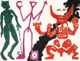 O A TE MI 2 by A. R. Penck, 1981, Acryl auf Leinwand, sold Nov 2011