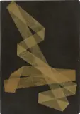 Hermann Glöckner, Zwei weiße Faltungen auf Schwarz, 1933, Collage mit Japanpapier und Lack auf Karton