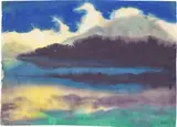 Emil Nolde, Bergsee“ (Schweiz), Aquarell auf Japan