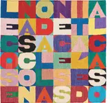 Le Cose by Alighiero Boetti, 1989, Stickerei auf Nessel, sold Jun 2023