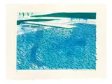 David Hockney, Lithograph of Water Made of Thick and Thin Lines, a Green Wash, a Light Blue Wash, and a Dark Blue Wash, 1978, Farblithografie auf Bütten