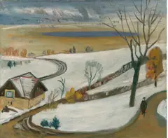 Winterlandschaft by Gabriele Münter, 1939, Öl auf Leinwand, sold Dec 2020
