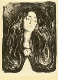 Edvard Munch, Die Brosche. Eva Mudocci, 1903, Lithografie auf Japan, auf dünnes Japan aufgezogen