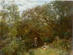 Emil Jakob Schindler, Parklandschaft in Plankenberg, 1887, Öl auf Holz
