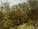 Emil Jakob Schindler, Parklandschaft in Plankenberg, 1887, Öl auf Holz