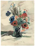 Lovis Corinth, Vase mit Blumen, 1925, Aquarell auf festem Velin