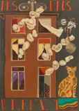 Bruno Goller, Das Haus brennt, 1957, Öl auf Leinwand