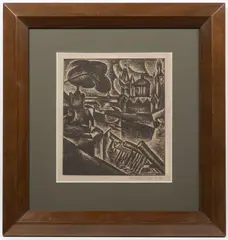 Bohumil Kubišta, Old Prague Motif, 1912, etching, paper