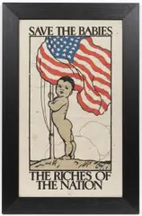 Vojtěch Preissig, Save the Babies, After 1916, coloured woodcut, paper