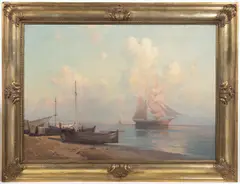 Gulf of Naples by Alexej Vasilijevič Hanzen, Around 1920, oil on canvas, sold Jun 2023