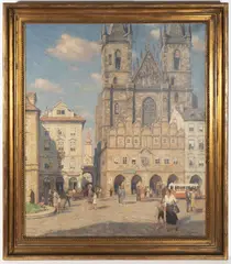 Old Town Square by Tavík František Šimon, 1930s, oil on canvas, sold Jun 2023