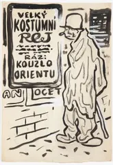 Josef Čapek, Carnival, 1926, ink, pencil, gouache, paper