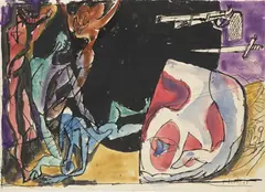 Jan Kotik, Horrors of War, 1939, ink, watercolour, paper