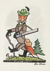 Fox by Josef Lada, Around 1937, ink, watercolour, gouache, paper, sold Jun 2023