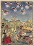 Ondřej Sekora, About the Big Night Celebration, 1936, ink, watercolour, gouache on paper